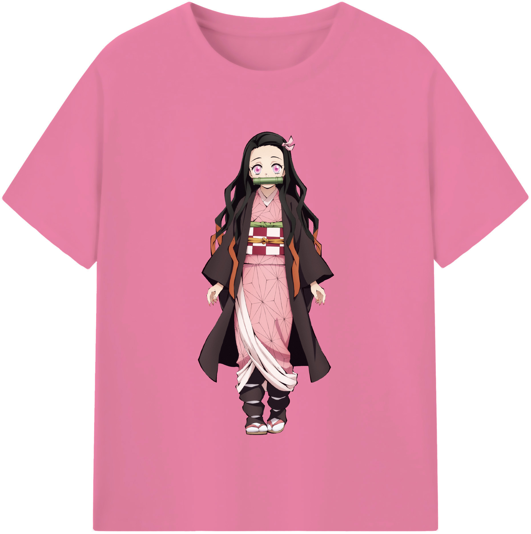 （画像用） 鬼滅の刃（きめつのやいば）竈門 禰󠄀豆子／かまど ねずこ Kamado Nezuko 綿100％半袖Tシャツ（フロントプリント）
